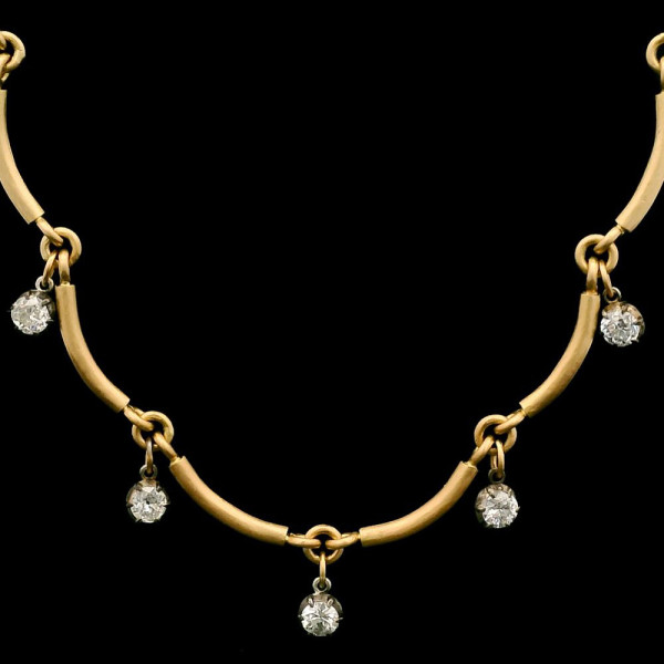 15ctw Round Cut Vintage Pendants Scallop Chain Necklace