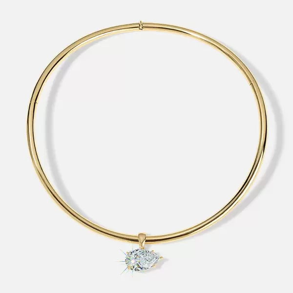 5.7ct East-west Pear Cut White Sapphire Torque Necklace