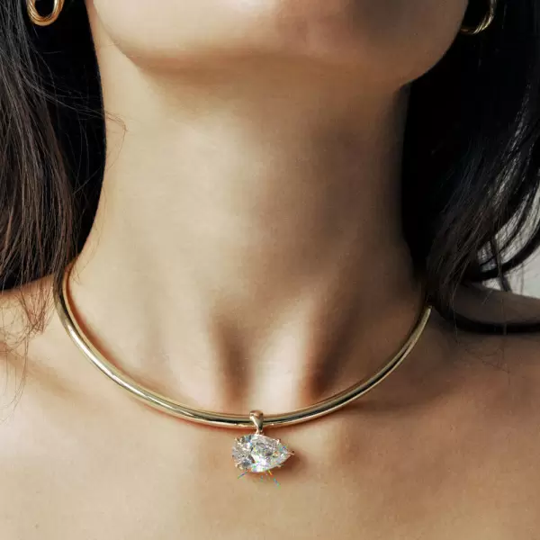 5.7ct East-west Pear Cut White Sapphire Torque Necklace
