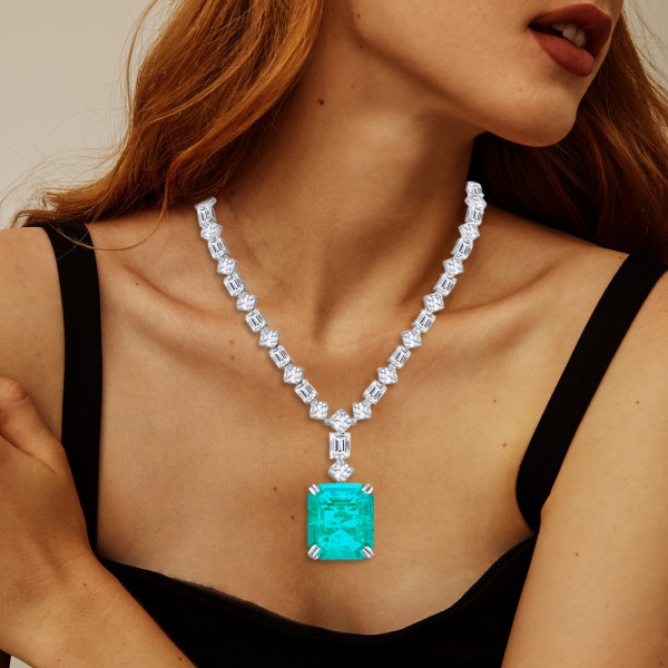 130ctw Huge Emerald and Asscher Cut Statement Necklace