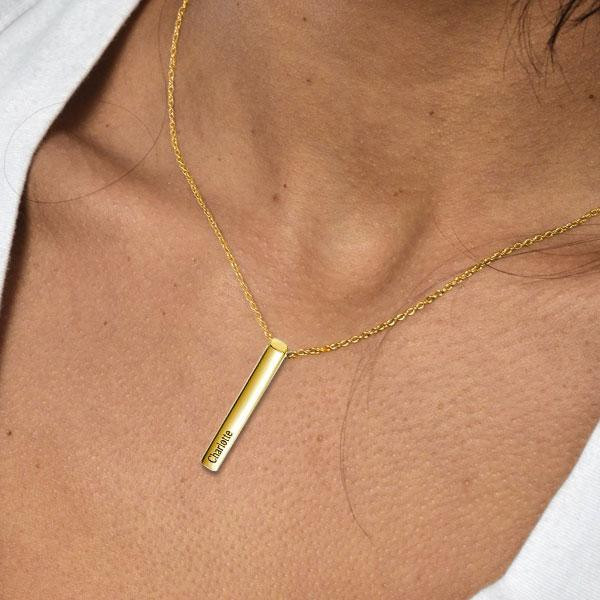 Bar Name Necklace in 14k Gold Plating