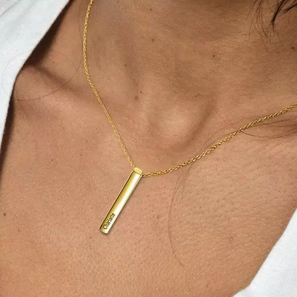 Bar Name Necklace in 14k Gold Plating