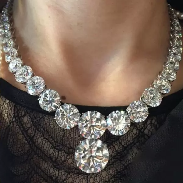 40ctw Round Cut White Sapphire Tennis Necklace
