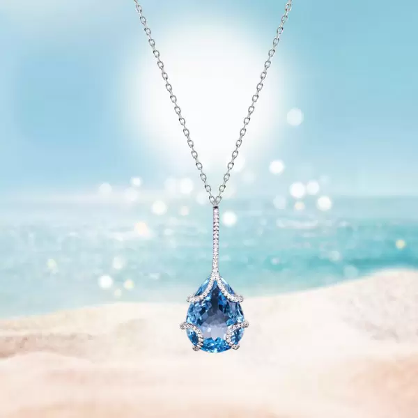 10.2ct Pear Cut Blue Topaz Pendant Necklace