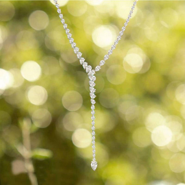 23.5ct Pear Cut White Sapphire Necklace