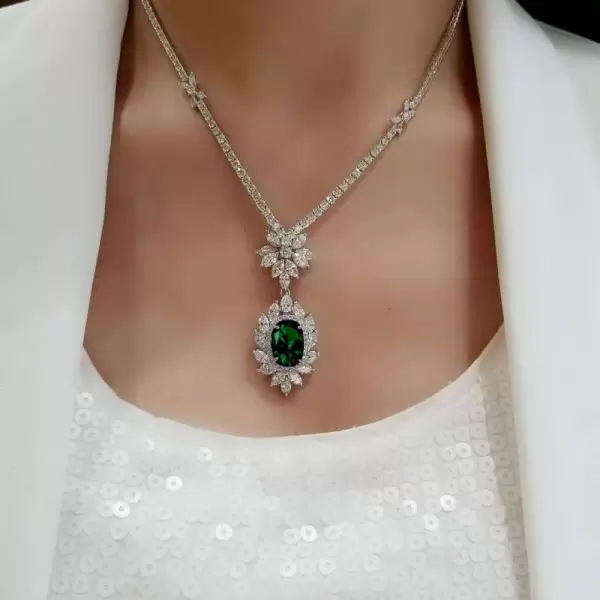 20ctw Oval Cut Ruby Halo Pendant Necklace
