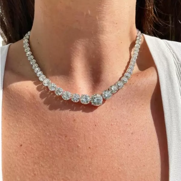 Round cut tennis necklace new arrivals