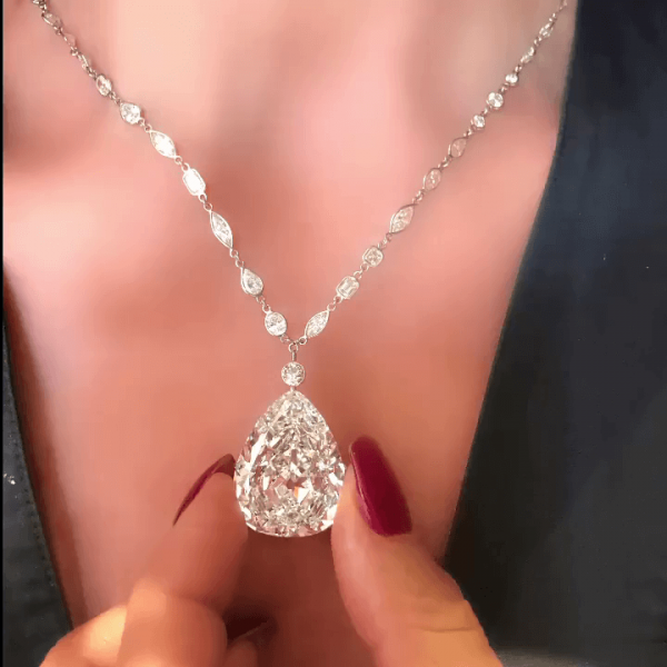 7.5ct Pear Cut White Sapphire Elegant Necklace