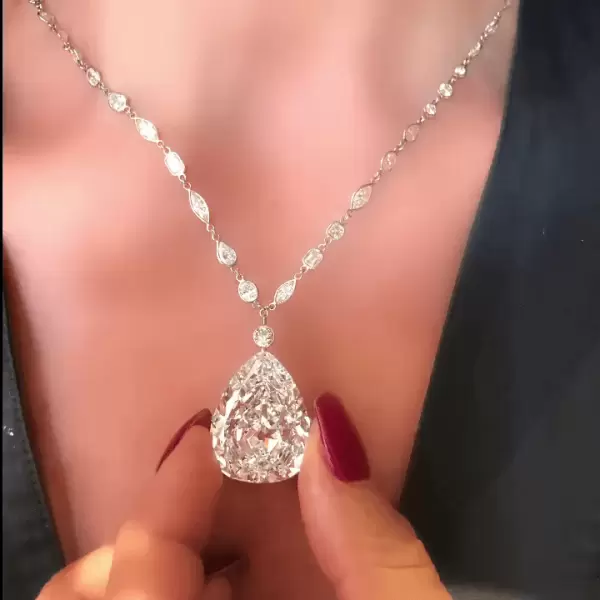 7.5ct Pear Cut White Sapphire Elegant Necklace