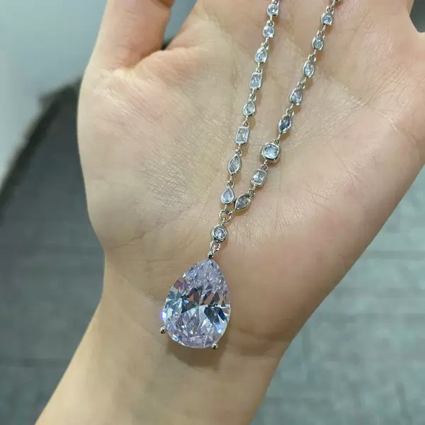 7.5ct Pear Cut White Sapphire Elegant Necklace