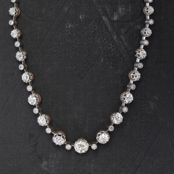 Round Cut White Sapphire Vintage Tennis Necklace
