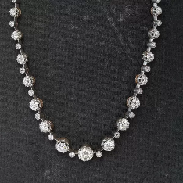 Round Cut White Sapphire Vintage Tennis Necklace