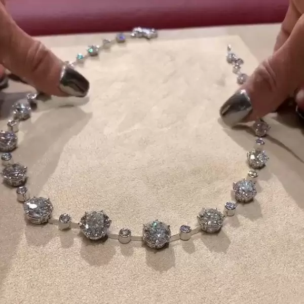 Round Cut White Sapphire Vintage Tennis Necklace