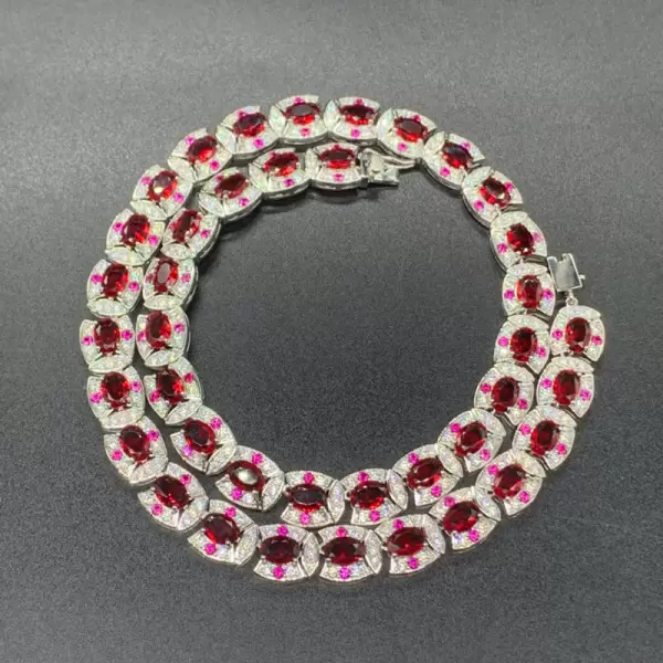 120ctw Halo Oval Cut Ruby Luxury Vintage Statement Necklace