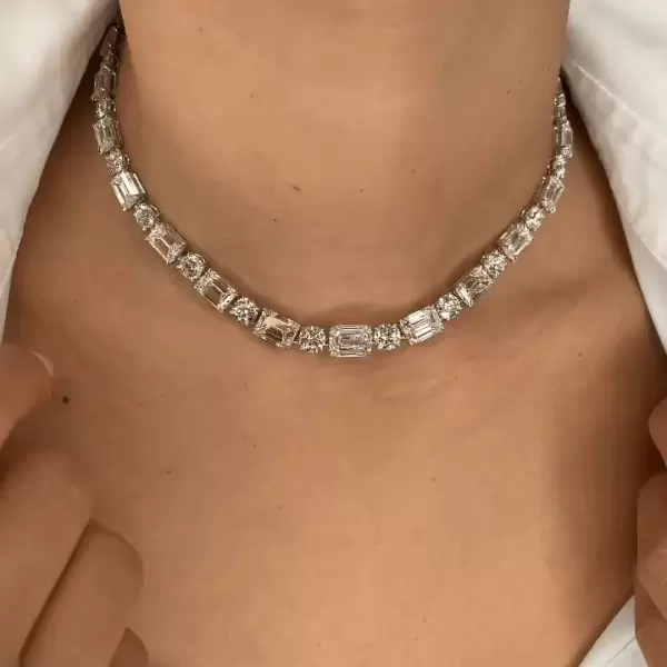 Multi-Cut White Sapphire Chain Necklace
