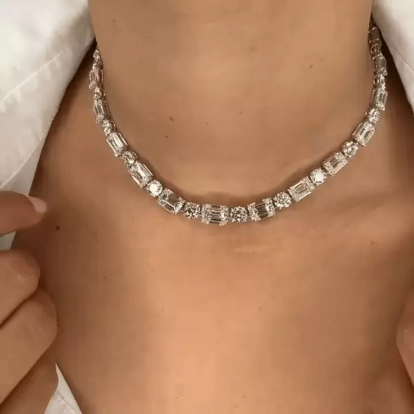 Multi-Cut White Sapphire Chain Necklace