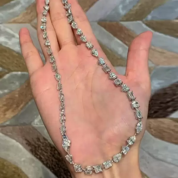 Multi Shape White Sapphire Sparkling Necklace