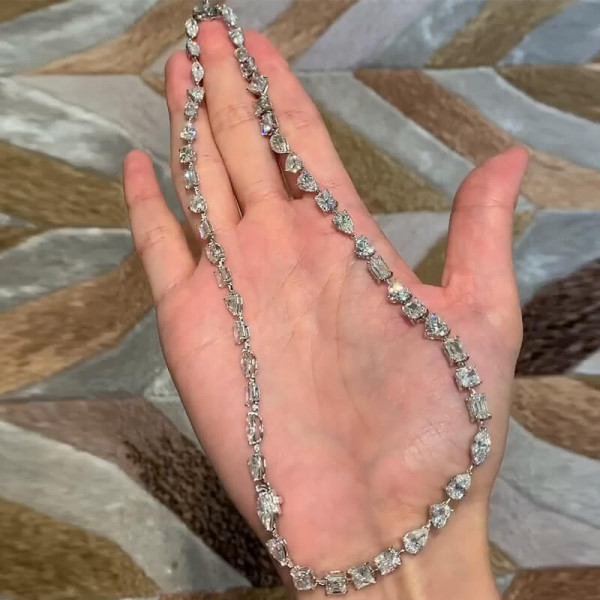 Multi Shape White Sapphire Sparkling Necklace