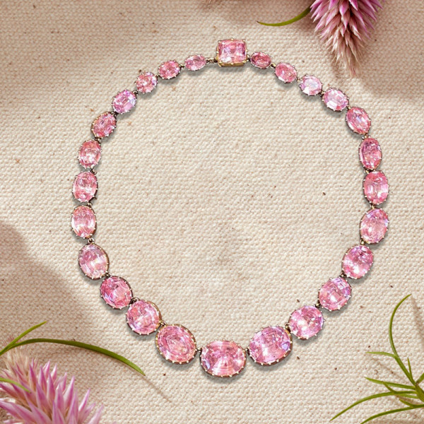 104ctw Oval Cut Pink Sapphire Statement Necklace