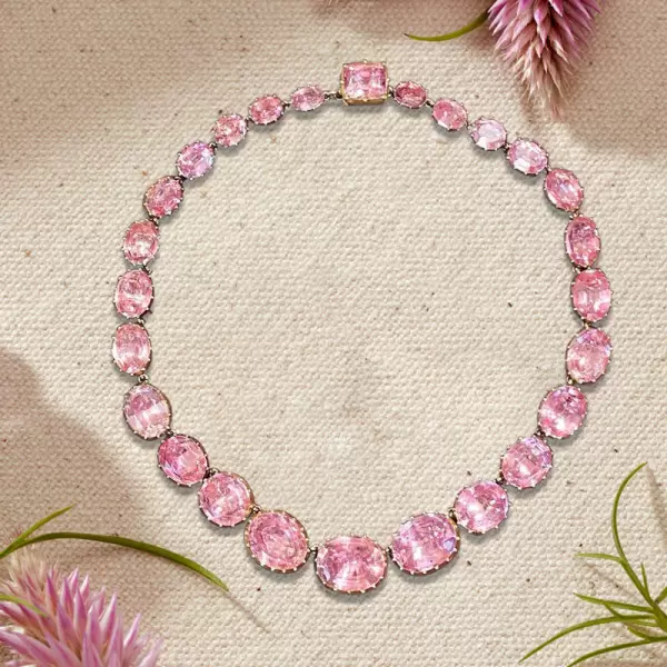 104ctw Oval Cut Pink Sapphire Statement Necklace