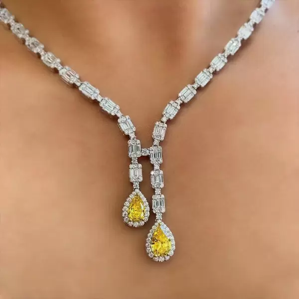 Pear Cut Yellow Sapphire Necklace