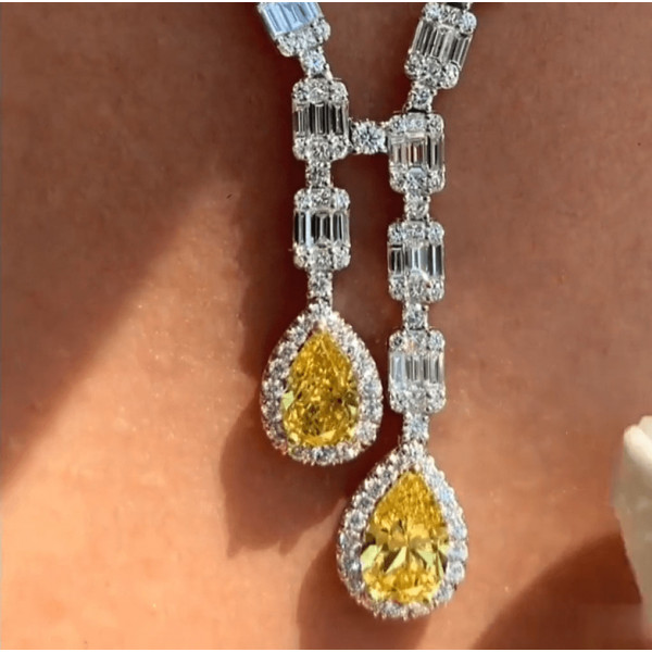 Pear Cut Yellow Sapphire Necklace
