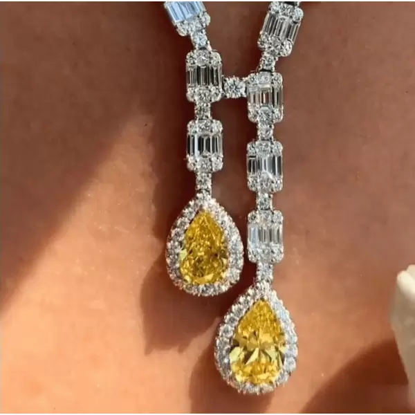 Pear Cut Yellow Sapphire Necklace