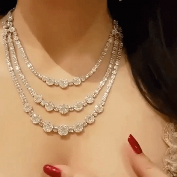 Round Cut White Sapphire Necklace