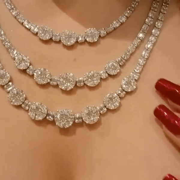 Round Cut White Sapphire Necklace