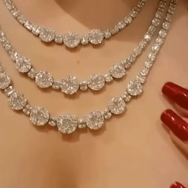 Round Cut White Sapphire Necklace