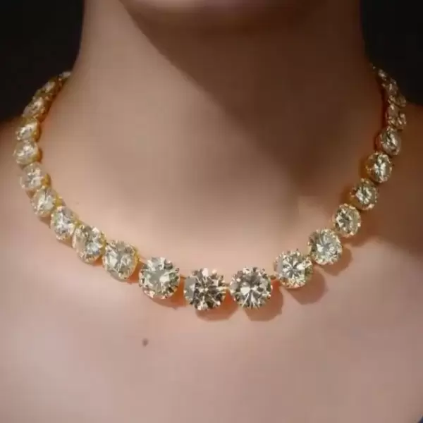 Round Brilliant White Sapphire Necklace Chocker