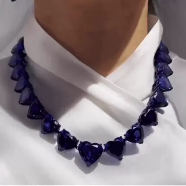 Heart Cut Sapphire Dream Blue Silver Necklace