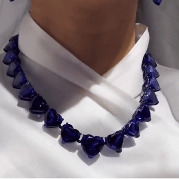 Heart Cut Sapphire Dream Blue Silver Necklace