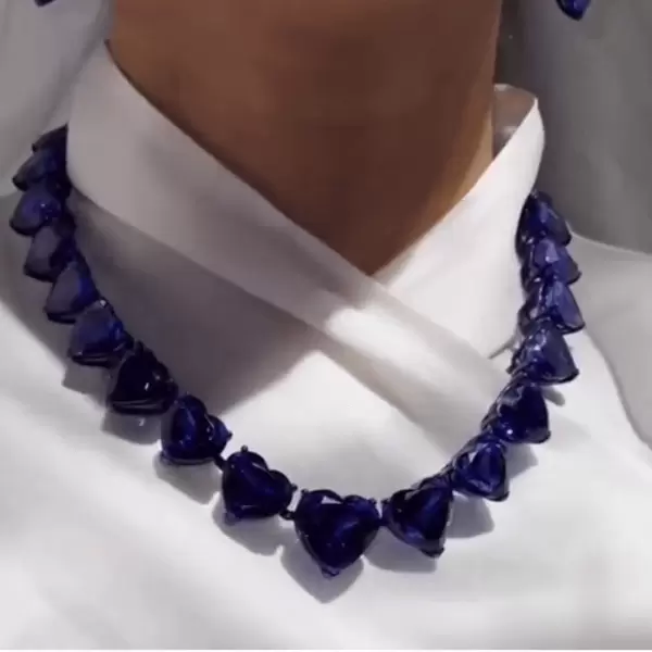 Heart Cut Sapphire Dream Blue Silver Necklace