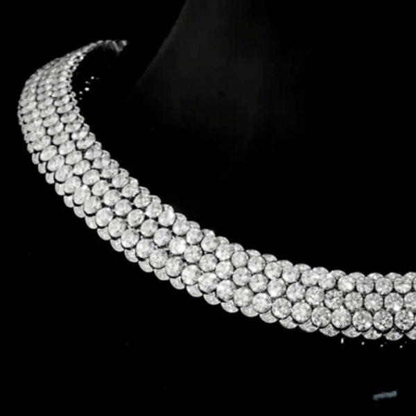110ctw Round Cut Stardust Three-row Necklace