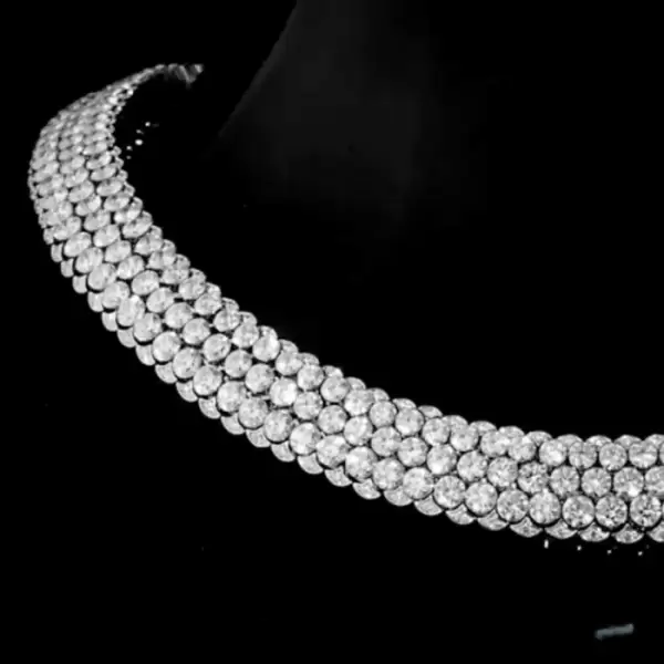 110ctw Round Cut Stardust Three-row Necklace