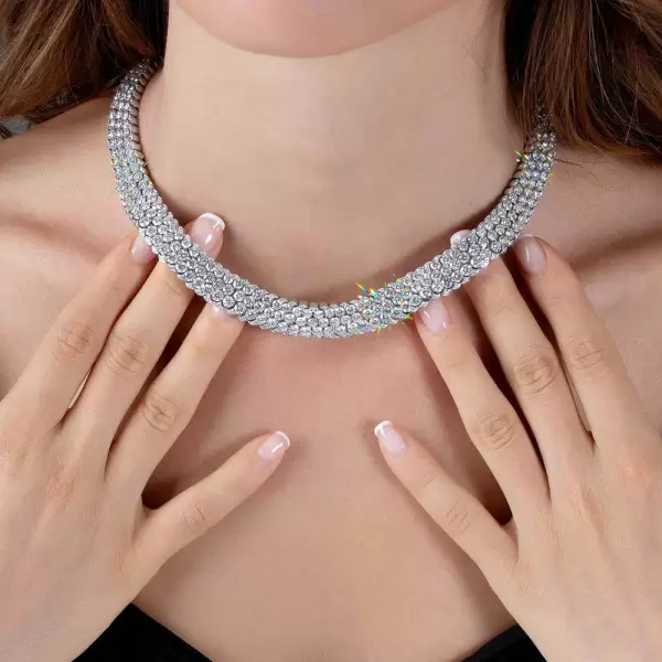 110ctw Round Cut Stardust Three-row Necklace