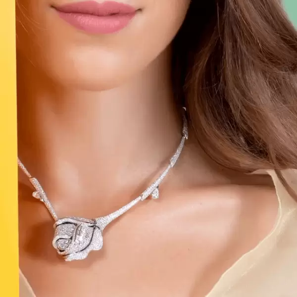 Ice Rose Pave Setting Necklace