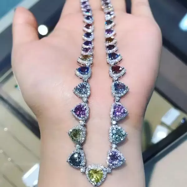Heart Cut Multi-colored Sapphire Necklace for Women