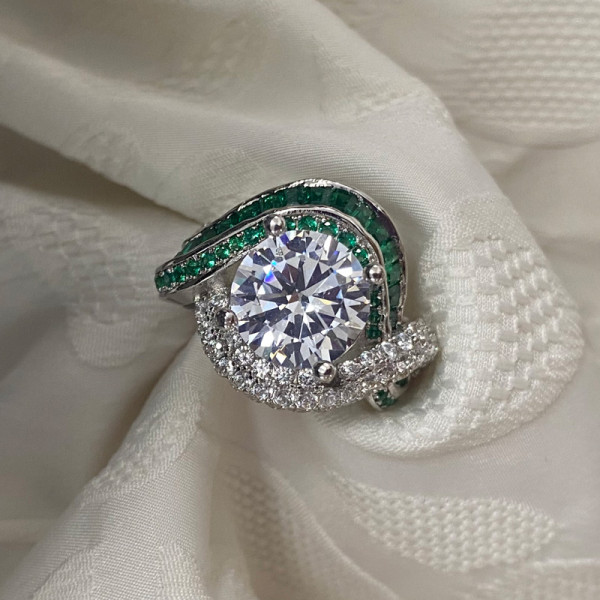 Vintage 3.8ct Halo Round Cut White Sapphire Engagement Ring