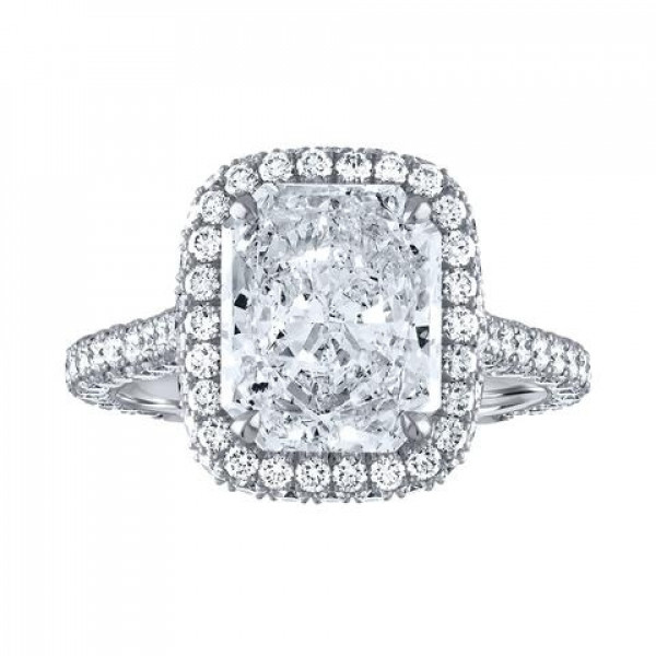 4ct Radiant Cut White Sapphire Engagement Ring