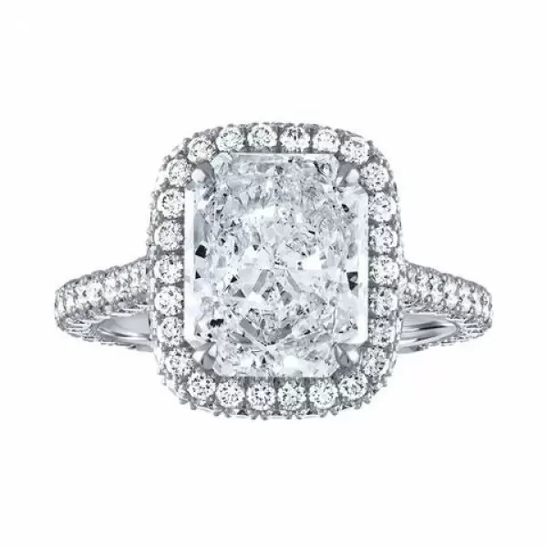 4ct Radiant Cut White Sapphire Engagement Ring