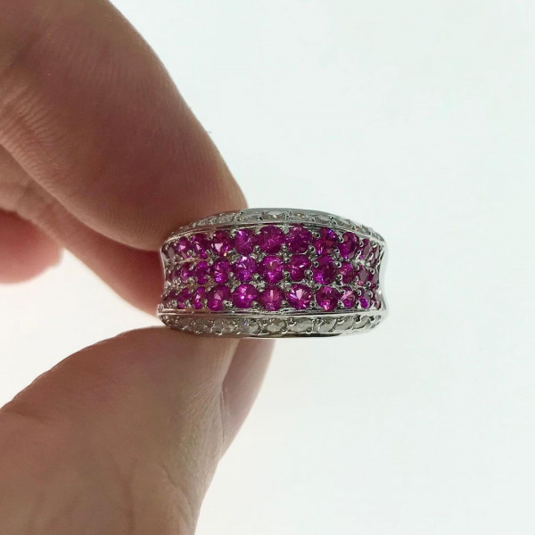 Pink Sapphire Ring Eternity Band Cocktail Ring