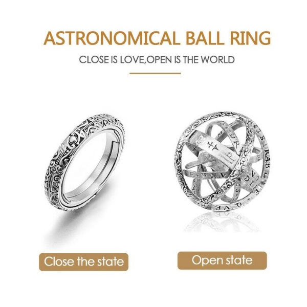 Unique Foldable Astronomical Armillary Sphere Ring 925 Sterling Silver