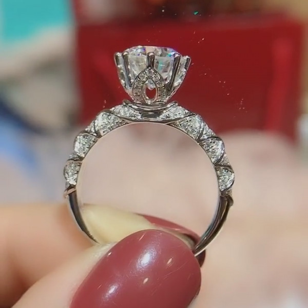 Handmade 2.0 CT 8-Prong Round Cut  Engagement Ring in Sterling Silver