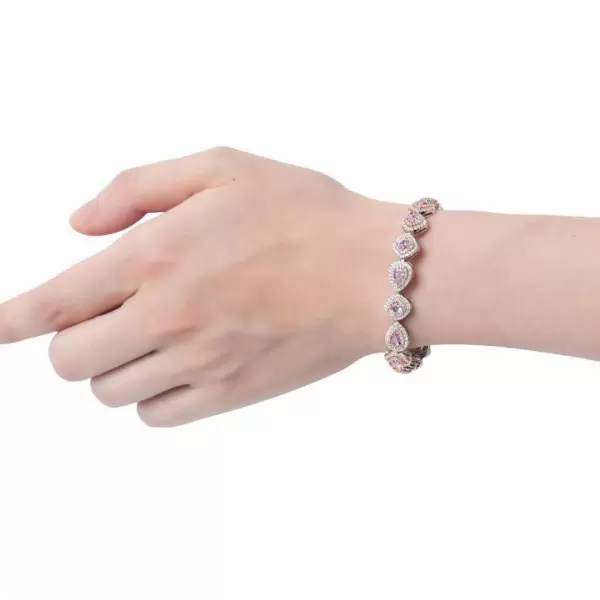 Fashion Pink Sapphire Wrist Chain Bracelet
