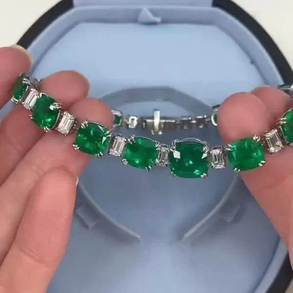 Cushion Cut Emerald Bracelet Wrist Chain