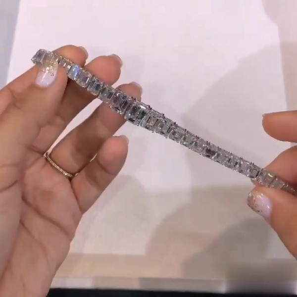 Emerald Cut White Sapphire Bracelet
