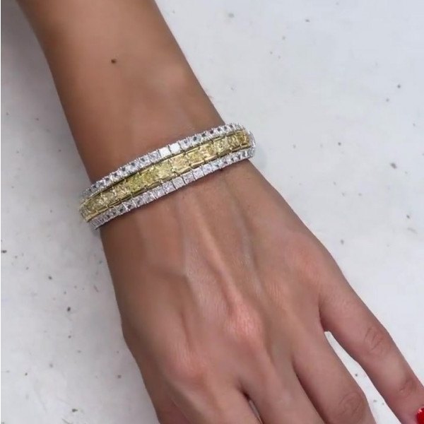 Princess Cut Yellow Sapphire Bangle Bracelet