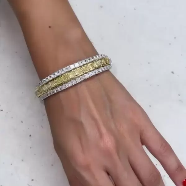 Princess Cut Yellow Sapphire Bangle Bracelet